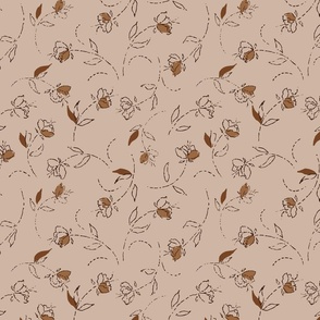 Dashing Small Floral Pattern Earth Tone 