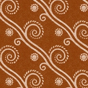 Textured Diagonal Swirls in Leather Brown - Coordinate