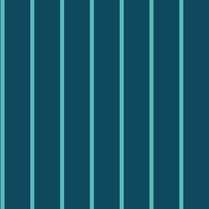 Classic vertical stripes in light cyan turquoise on dark blue