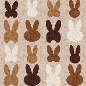Year of the Rabbit - Modern Bunnies with Animal Skin Texture - Earth Tones 
