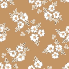 White Floral on Tawny