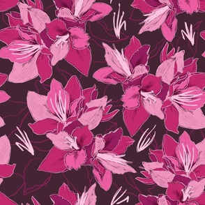 Viva magenta lilies flower pattern
