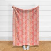 Modern Paisley - white leaves on  a pink watercolor gradient - medium size
