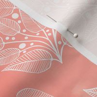 Modern Paisley - white leaves on  a pink watercolor gradient - medium size