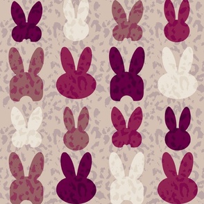 Modern Bunnies with Animal Skin Texture - Berry and Plum 