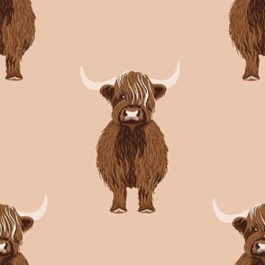 highland cow on taupe normal scale