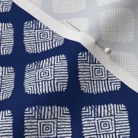 tribal ikat diamond and squares - navy and white small scale