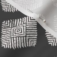 tribal ikat diamond and square  -  charcoal and white