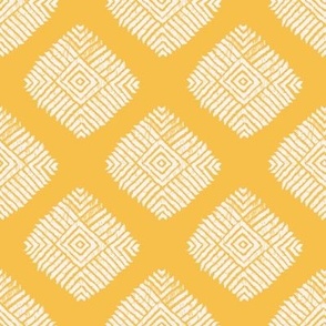 tribal ikat diamond and square in   marigold yellow and white