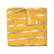 Jumbo - Retro colorful umbrella mid century palm springs pool party pattern with yellow background