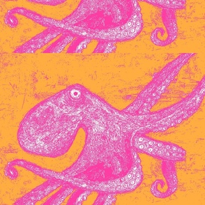 Custom Octopus - Soft Tangerine and Hot Lipstick Pink