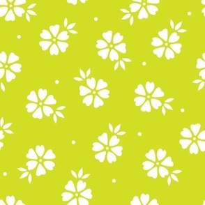 Pick Me (chartreuse) white floral dot design