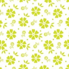 Bouquet (chartreuse) flowers leaves and dots design