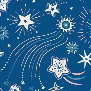 Sparkly Night Stars (large), deep blue