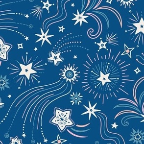 Sparkly Night Stars (medium), deep blue