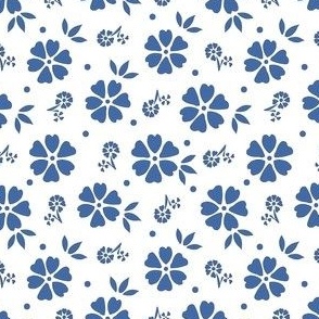 Bouquet (blue) small medium scale floral print