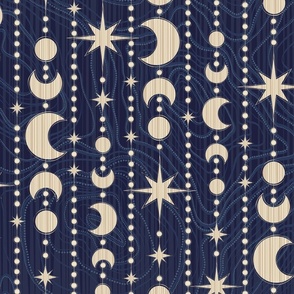 Stars and Moons Garland Dark Blue