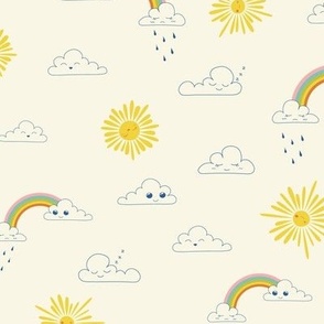 Kawaii clouds, suns and rainbows