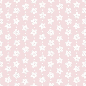 White Nicotiana Flowers and Dots - on East Fork Piglet pink - pastel nursery baby white pastel piglet 