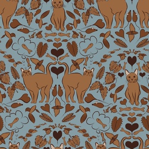 Cats on Sand in Browns with Beta on Blue