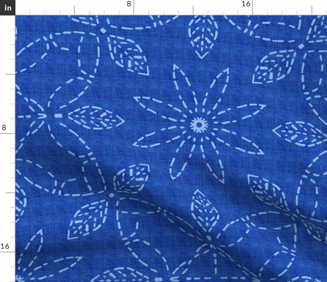 Large Scale Running stitch look light blue on denim blue