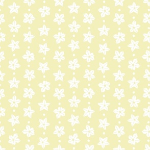 White Nicotiana Flowers and  Dots - on East Fork Butter yellow