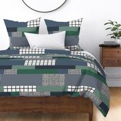 Faux patchwork quilt - blue and green