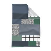 Faux patchwork quilt - blue and green