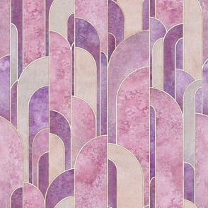 Art deco watercolor purple, pink and beige pattern