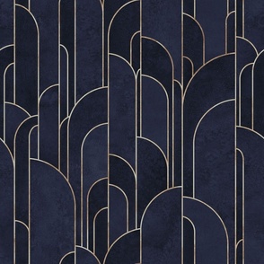 Art deco pattern. Dark indigo blue luxury velvet