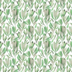 Banksia leaves_pattern - green and neutral palette