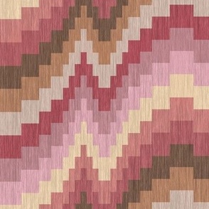 Large Scale Bargello in dusty rose cherry red and chocolate browns