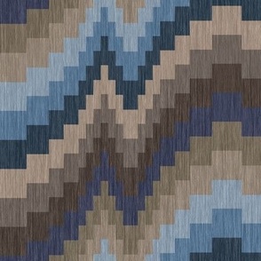 Large Scale Bargello in grayed blues and beige