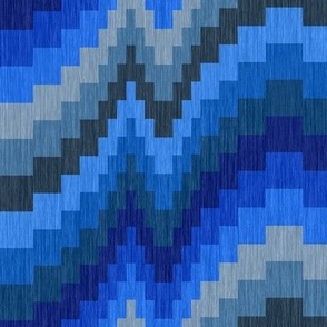Large Scale Bargello in royal blue and grays