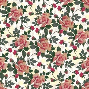 Tea Rose Vines in Diagonal - Tapestry Textured