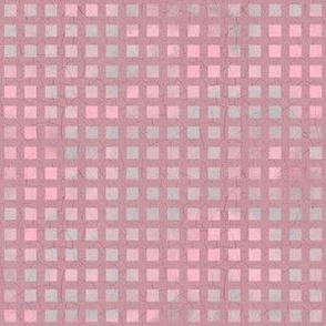 Memphis ignite Check basket weave coordinate with crackle effect, Pantone colours, dusky pink, pink, rose quartz and blue Gradient
