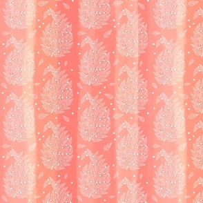 Modern Paisley - white leaves on  a pink watercolor gradient - small size