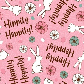 Large Scale Hippity Hoppity Easter Bunnies on Pink