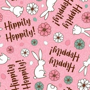 Medium Scale Hippity Hoppity Easter Bunnies on Pink