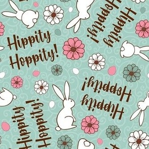 Medium Scale Hippity Hoppity Easter Bunnies on Mint