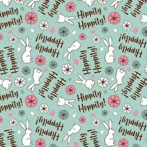 Small Scale Hippity Hoppity Easter Bunnies on Mint