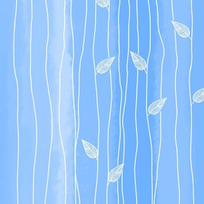 abstract lines  and leaves on a color gradient - sky blue