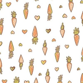 Cute carrots ana hearts, neutral color