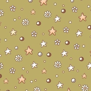 Cute stars and daisy flowers in neutral color