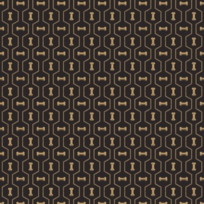 Dog Bone Geometric - Gold on Black - Micro 1