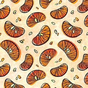 Tangerine Slices. Christmas Pattern Collection.