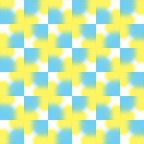 Blue and yellow checked tile
