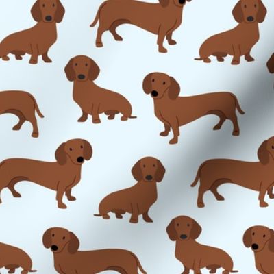 Dachshunds on Pale Blue