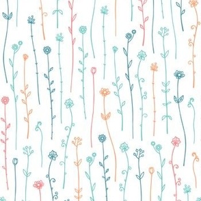 Cute Thin Doodle Flowers 