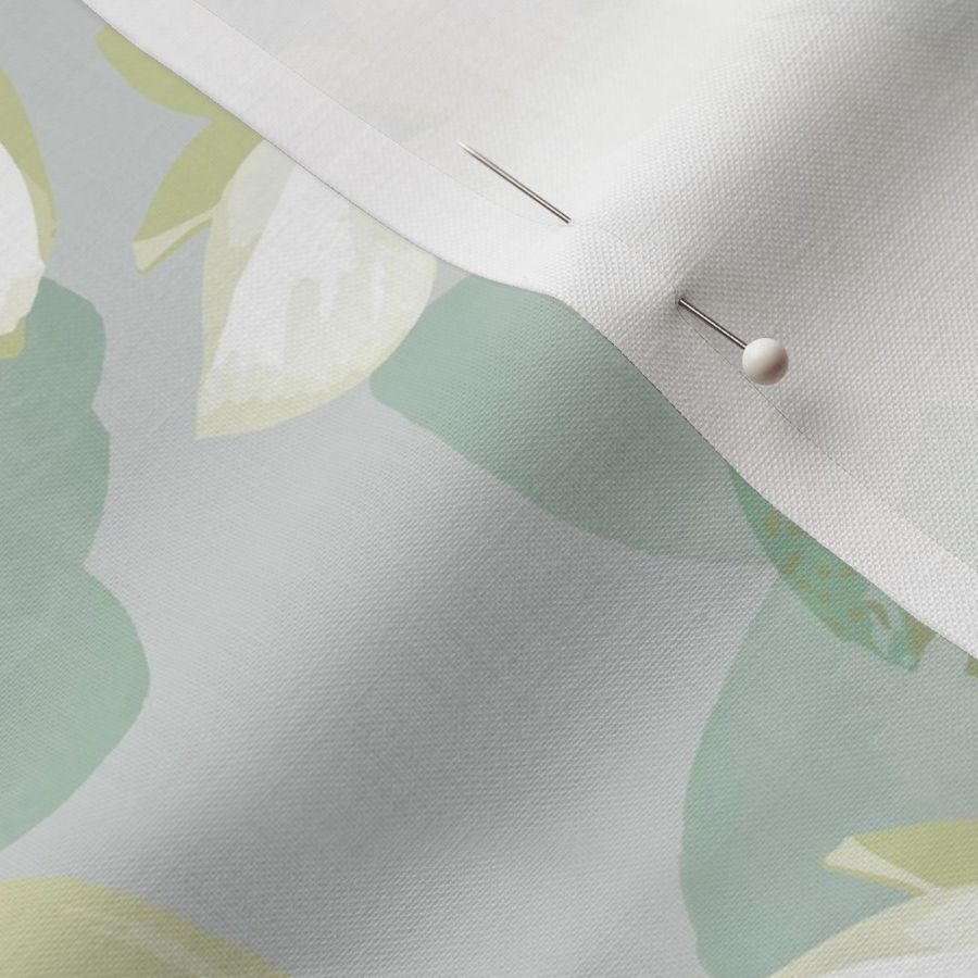 lotus blooms - dove Fabric | Spoonflower